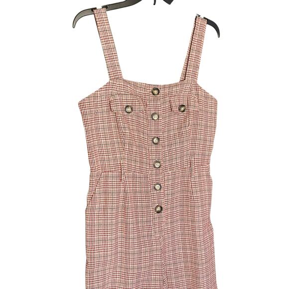 Charlotte Russe Red/White Plaid Button Front Romper Size Medium - Picture 3 of 8